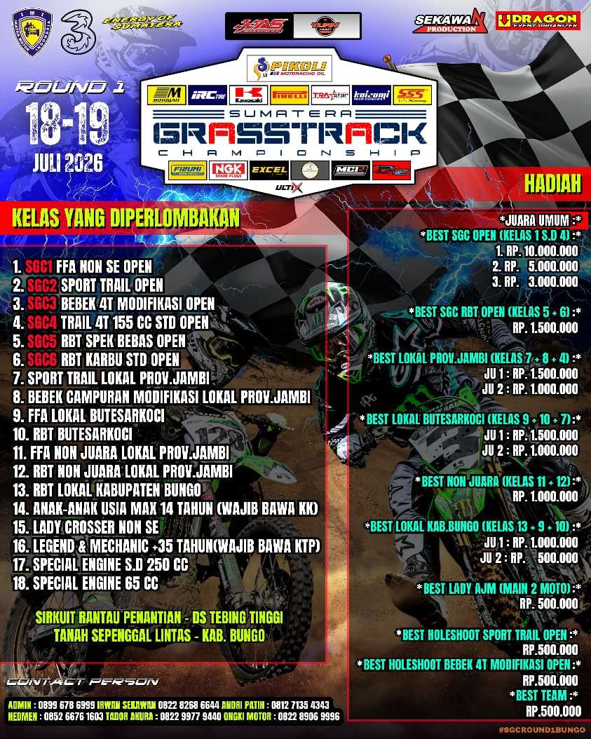 Perang Bintang Pembalap Siap Panaskan Sumatera Grasstrack Championship (SGC) 2026 Round 1