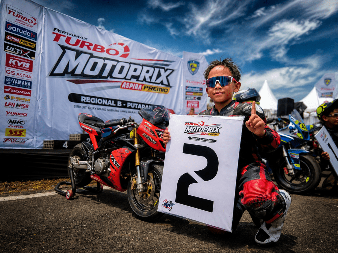 Baru 2 Bulan Kenal Motor, Arfan “Spider Kids” Raih Double Podium Mini Moto Sport 160cc