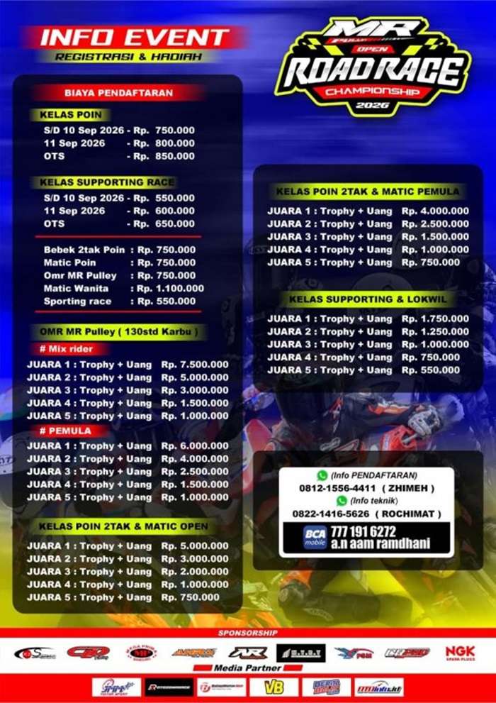 MR Pulley Open Road Race Championship 2026 Hadir di Cirebon, Kelas OMR Jadi Andalan