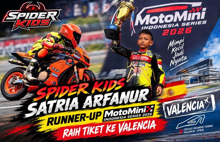 Spider Kids Satria Arfanur Runner-up MotoMini Indonesia Series 2026, Raih Tiket ke Valencia